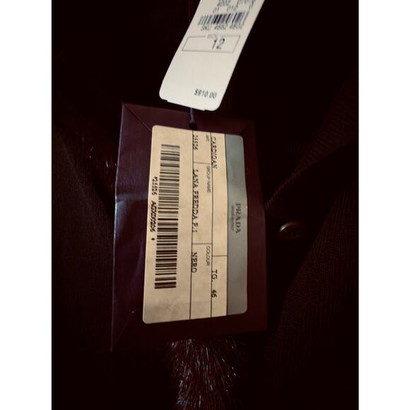 Prada 2013 Black Virgin Wool & Mohair Cardigan with Mink Fur Trim – Size IT 46 - Picture 11 of 11